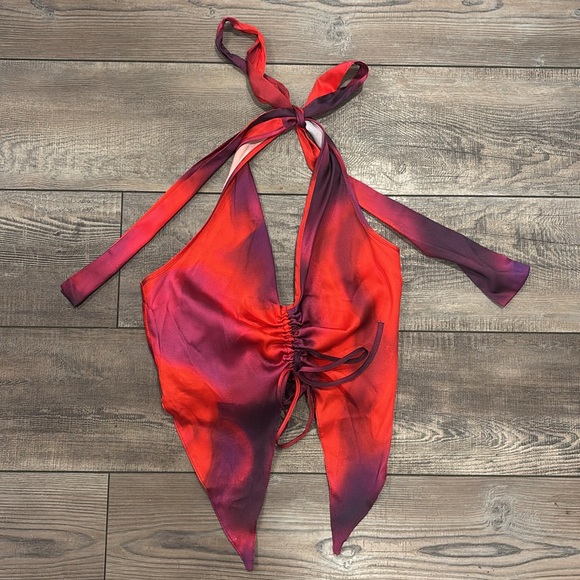 Asos Design Halter Collared Cami Top With Ruched Front - Picture 4 of 5